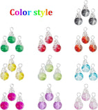 100pc Crystal Dangle Charms Glass Beads Silver Bead Cap Pendant