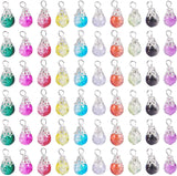 100pc Crystal Dangle Charms Glass Beads Silver Bead Cap Pendant