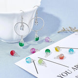 100pc Crystal Dangle Charms Glass Beads Silver Bead Cap Pendant