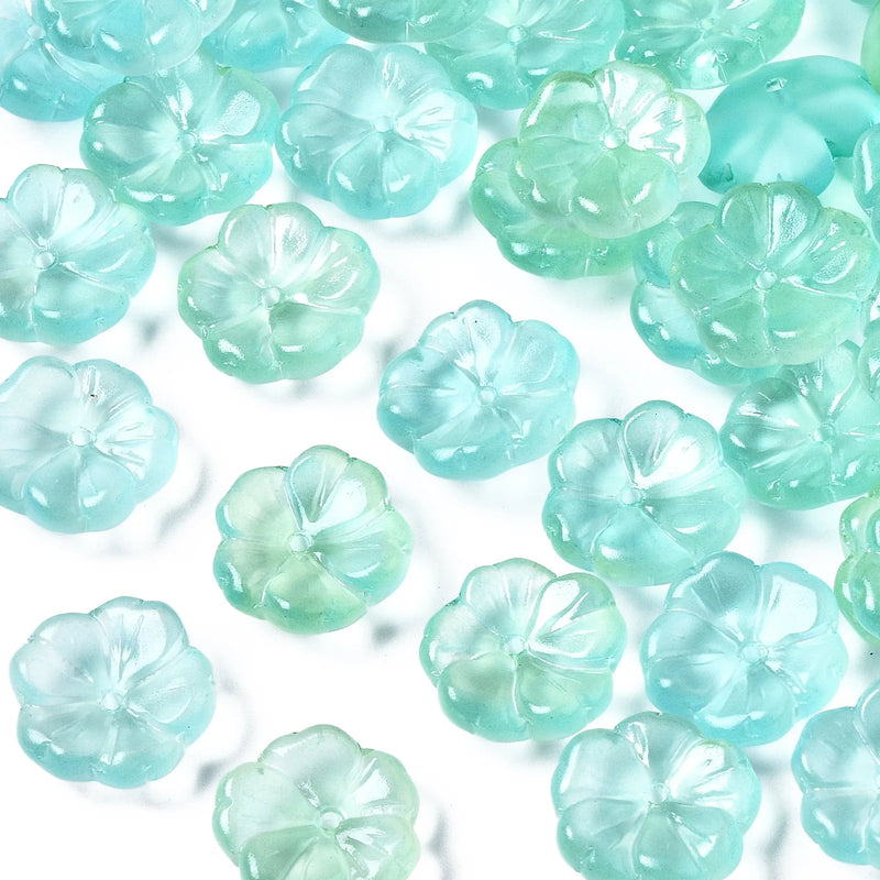 100pc Half Frosted Flower Spacer Glass Beads for DIY Jewelry Making