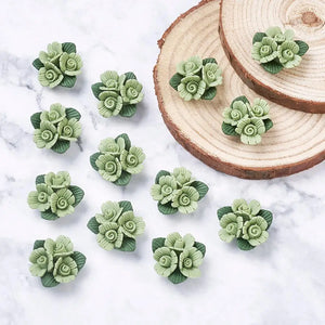 100pc Porcelain Clay Rose Flower Charms Beads Porcelain Cabochons DIY Jewelry