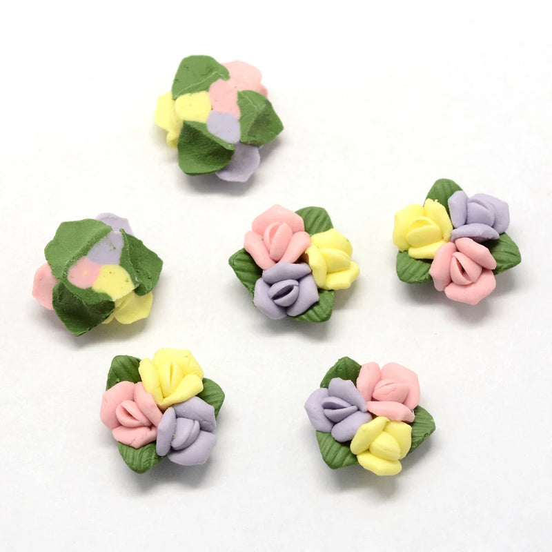 100pc Porcelain Clay Rose Flower Charms Beads Porcelain Cabochons DIY Jewelry