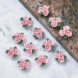 100pc Porcelain Clay Rose Flower Charms Beads Porcelain Cabochons DIY Jewelry