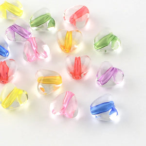 100pc Heart Transparent Acrylic Beads Mixed 9.5x10.5x7mm