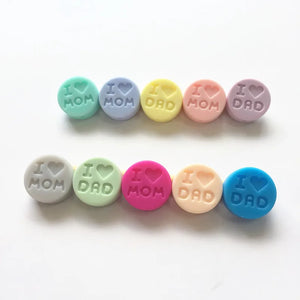 100pc Mom Silicone Teething Beads for DIY Pacifier Necklace Baby Teether