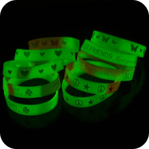 100pc Mixed 10mm Multicolor Silicone Bracelet Glow in Dark