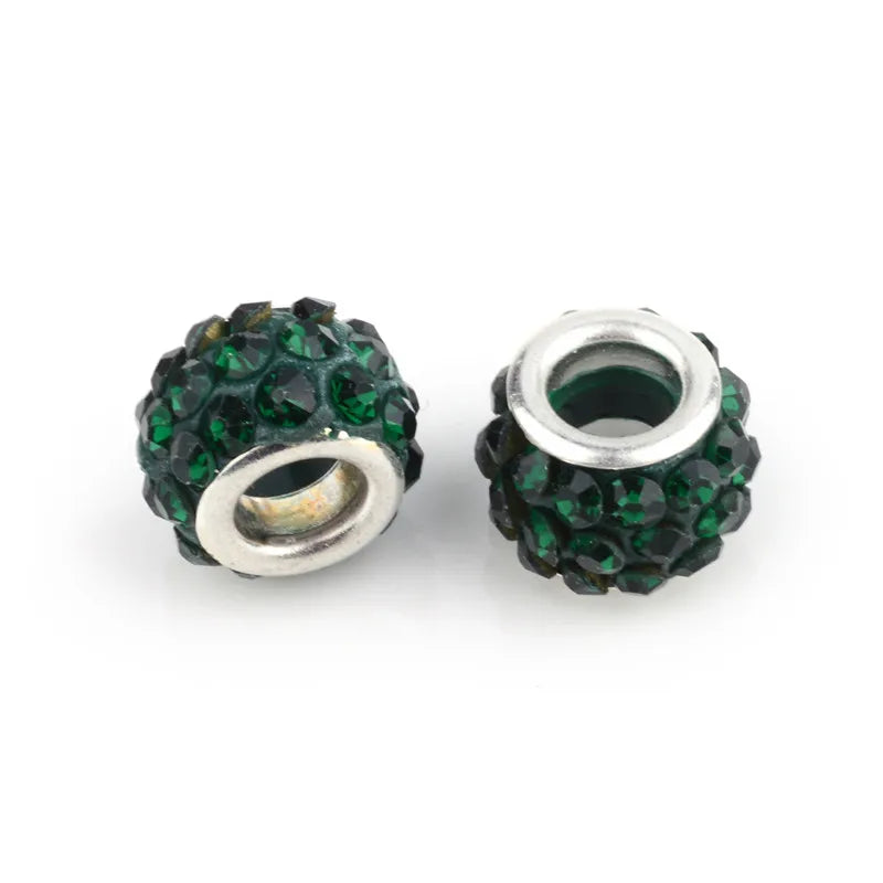 Polymer Clay Rhinestone European Beads Mixed 10x7mm