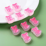 100pc Transparent Acrylic Beads with Enamel Frosted Bear Pink