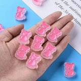 100pc Transparent Acrylic Beads with Enamel Frosted Bear Pink