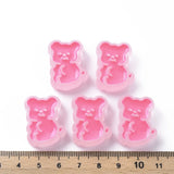100pc Transparent Acrylic Beads with Enamel Frosted Bear Pink