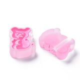 100pc Transparent Acrylic Beads with Enamel Frosted Bear Pink