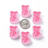 100pc Transparent Acrylic Beads with Enamel Frosted Bear Pink