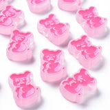 100pc Transparent Acrylic Beads with Enamel Frosted Bear Pink