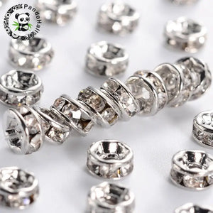 100pc Clear Rhinestone Spacer Beads 4mm Brass Nickel Free