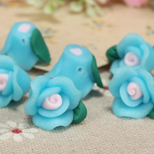 100pc 12mm Polymer Clay Rose Flower Spacer Beads for Jewelry Making