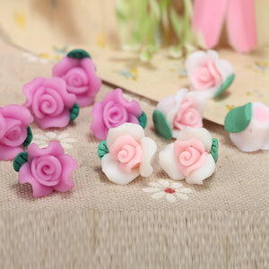 100pc 12mm Polymer Clay Rose Flower Spacer Beads for Jewelry Making