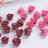 100pc 13mm Polymer Clay Rose Flower Beads for Jewelry Making