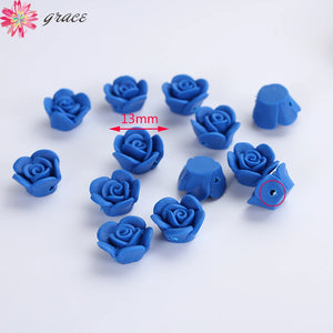 100pc 13mm Polymer Clay Rose Flower Beads for Jewelry Making