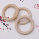 100pc Natural Unfinished Wooden Teething Beads Rings for Baby