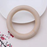 100pc Natural Unfinished Wooden Teething Beads Rings for Baby
