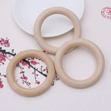 100pc Natural Unfinished Wooden Teething Beads Rings for Baby