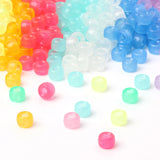 100pc Luminous Acrylic Pony Beads Flat Round Big Hole Beads DIY Jewelry