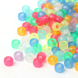 100pc Luminous Acrylic Pony Beads Flat Round Big Hole Beads DIY Jewelry