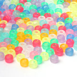 100pc Luminous Acrylic Pony Beads Flat Round Big Hole Beads DIY Jewelry