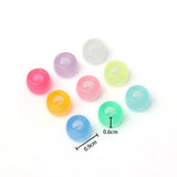 100pc Luminous Acrylic Pony Beads Flat Round Big Hole Beads DIY Jewelry