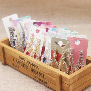 100pc Jewelry Earring Card Flower/Marbel/DIY Thank You Jewelry Drop Earring Tag