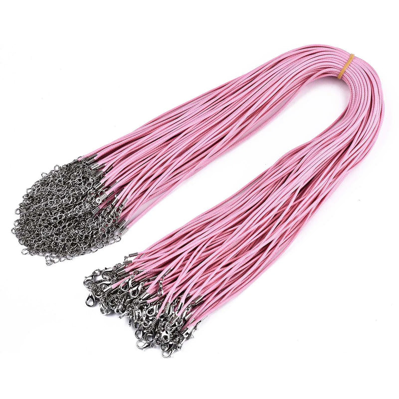 100pcs 1.5mm Wax Cotton Cord Lobster Clasp Necklace Chains for DIY Jewelry