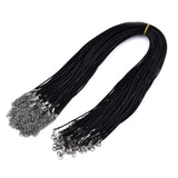 100pcs 1.5mm Wax Cotton Cord Lobster Clasp Necklace Chains for DIY Jewelry