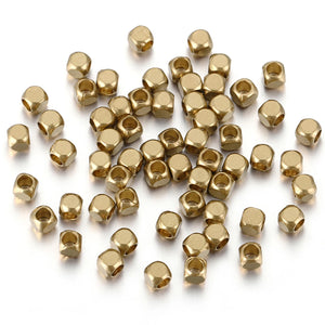 100pcs Brass Cube Spacer Beads for DIY Bracelets Necklace