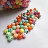 100pcs 10-20mm Smile Face Beads Acrylic Spacer Round Beaded for Jewelry Making