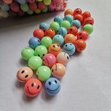 100pcs 10-20mm Smile Face Beads Acrylic Spacer Round Beaded for Jewelry Making