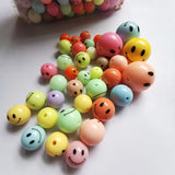 100pcs 10-20mm Smile Face Beads Acrylic Spacer Round Beaded for Jewelry Making