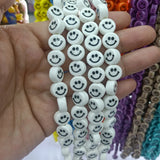 100pcs 10mm Ceramic Beads Smile Face Assorted Colors Jewelry Making