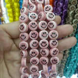 100pcs 10mm Ceramic Beads Smile Face Assorted Colors Jewelry Making