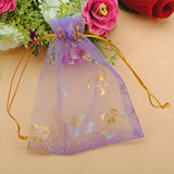 100pcs 10x12cm Butterfly Organza Bag Drawstring Pouch Wedding Voile Gift Bag