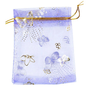 100pcs 10x12cm Butterfly Organza Bag Drawstring Pouch Wedding Voile Gift Bag