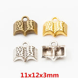 100pcs 11*12MM Silver Bible Book Charms Metal Antique Bronze Pendant