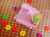 100pcs Pink Organza Gift Bag Jewelry Packaging Drawstring Pouch