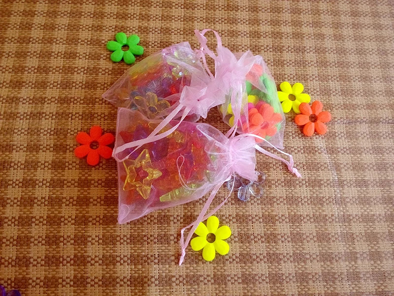 100pcs Pink Organza Gift Bag Jewelry Packaging Drawstring Pouch
