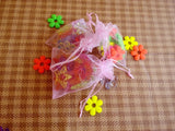 100pcs Pink Organza Gift Bag Jewelry Packaging Drawstring Pouch