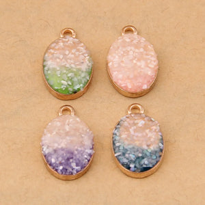 100pcs Gradient Elliptical Epoxy Jewelry Accessories DIY Earrings Pendant