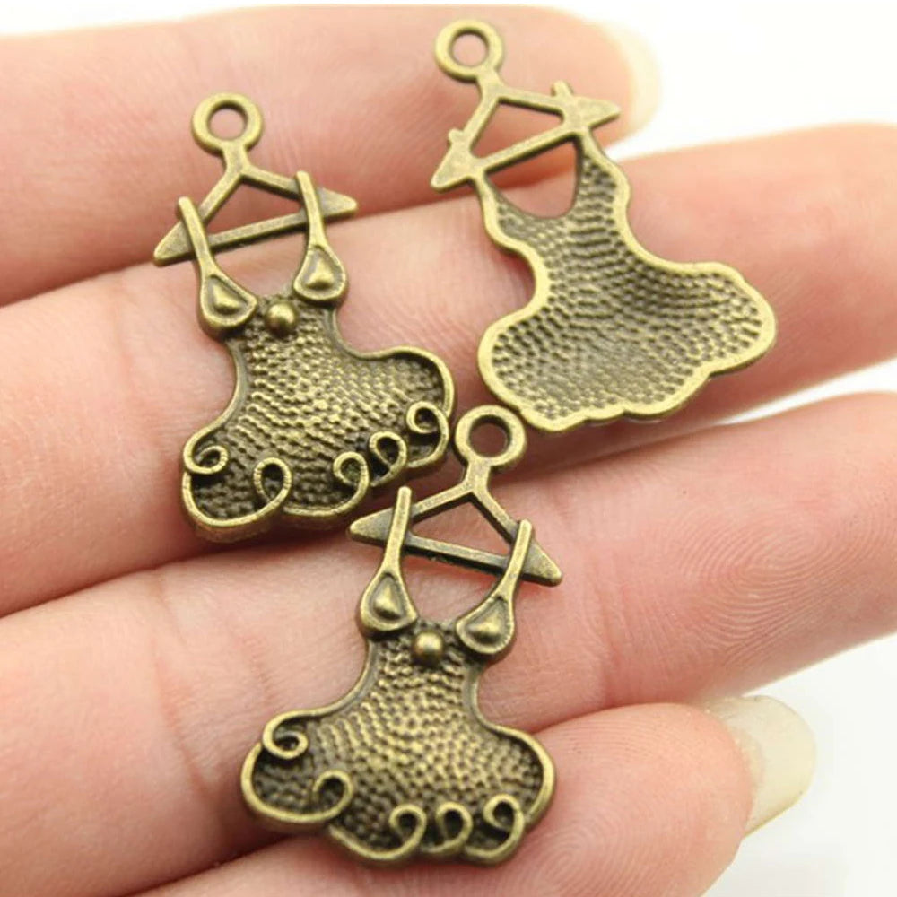 100pcs Evening Dress Pendant Charm For Jewelry Making