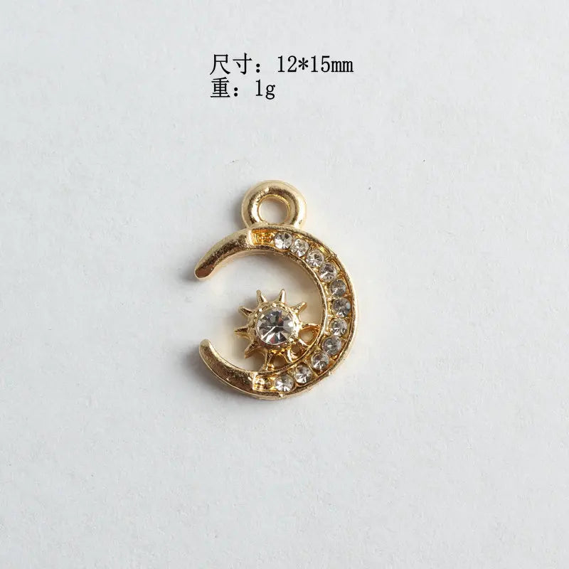 100pcs Moon Star Point Drill Alloy Pendant Bracelet Hair Accessories