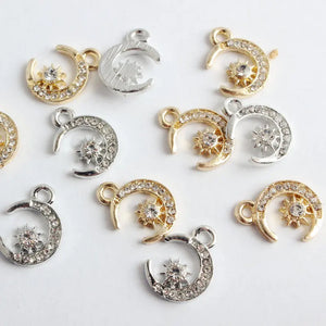 100pcs Moon Star Point Drill Alloy Pendant Bracelet Hair Accessories