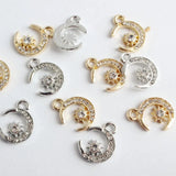100pcs Moon Star Point Drill Alloy Pendant Bracelet Hair Accessories