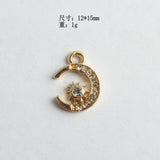 100pcs Moon Star Point Drill Alloy Pendant Bracelet Hair Accessories